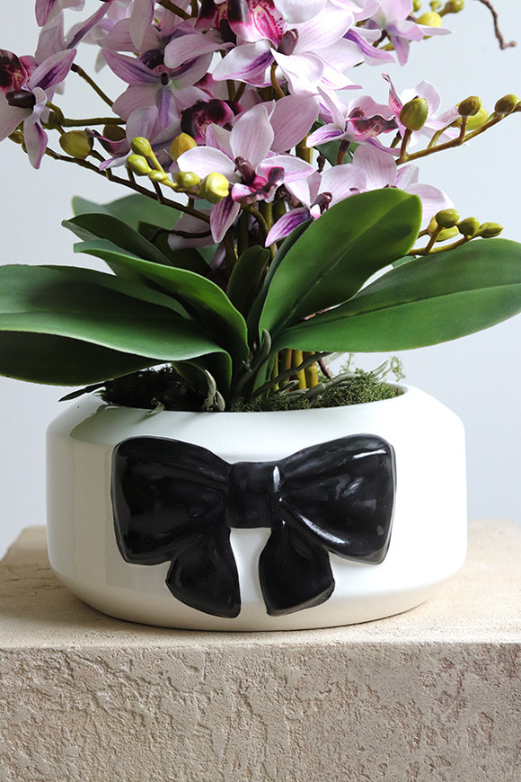 Bohemina Bow, różowy sztuczny storczyk w donicy
