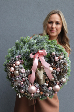 Pudrovy Czas, wianek świąteczny z reniferem, śr.39cm