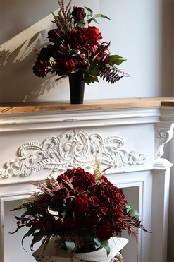 Bordo Deluxe, komplet dekoracji nagrobnych, kompozycja + bukiet we wkładzie 