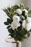 Rosalie, gałązka sztucznej róży, kremowa