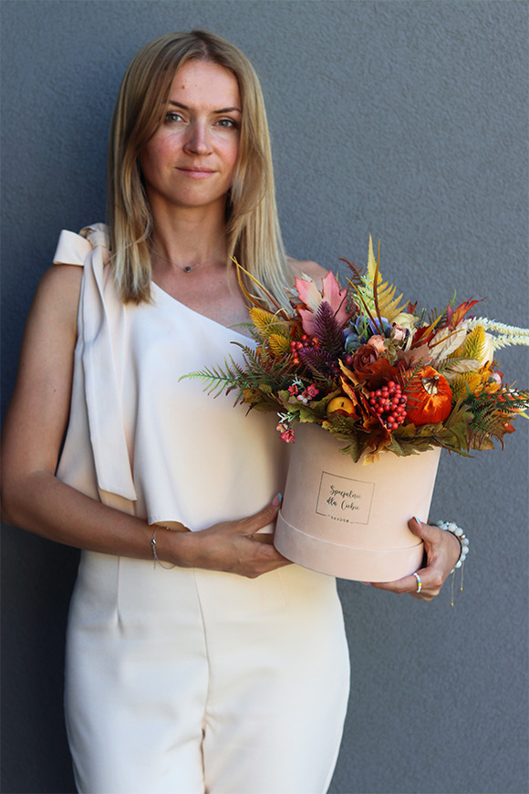 Beria, welurowy flowerbox jesienny, wym.34x34cm