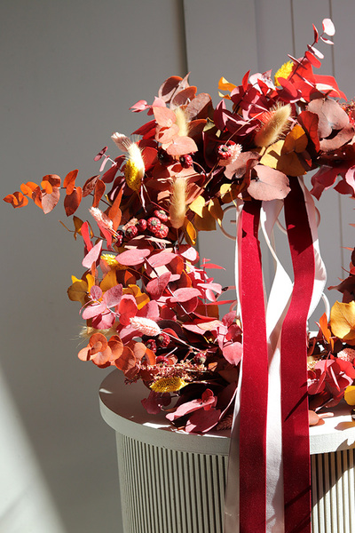 Boho Nemre, dekoracyjny wianek ze stabilizowanych roślin, śr.45cm