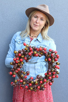 Dzika Róża, elegancki jesienny wianek, śr.42cm