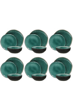 Bonita Emerald, komplet obiadowy dla 6 osób, 18 elementów