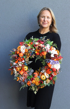 Jesienna Kamila, jesienny wianek z dyniami i owocami, śr.46cm