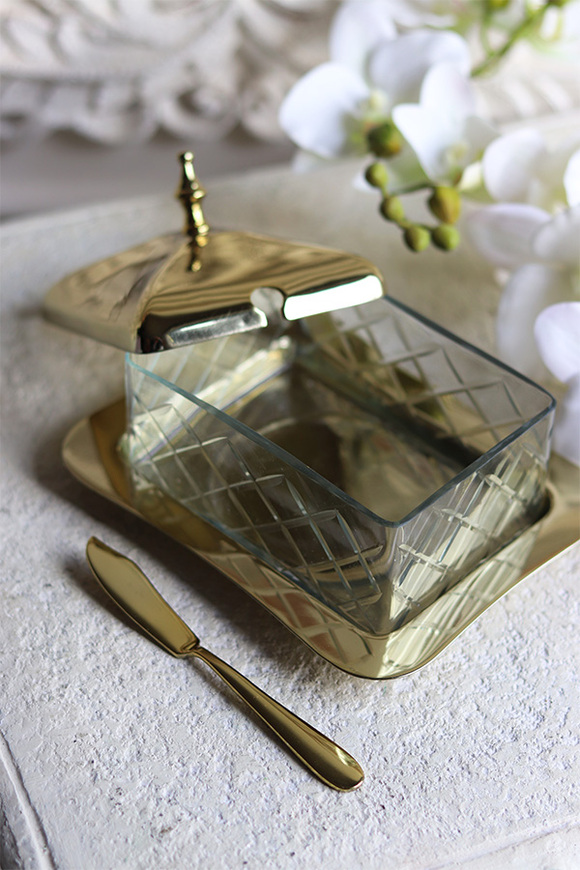 maselnica na tacy z nożykiem, Lux Villa Gold Glamour