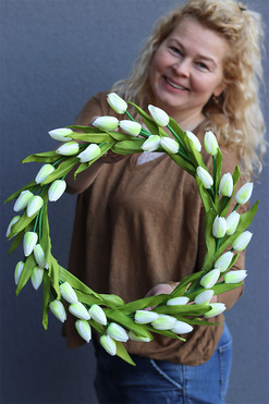 prosty wianek na obręczy, Witaj Wiosno Subtelle, śr.43cm