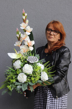 Fluena Modena, bukiet nagrobny we wkładzie, dł.75cm 