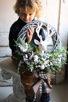 Scandi Laponia, świąteczny wianek z reniferem, śr.42cm