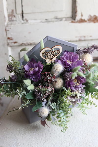 bardzo urocza koperta / flowerbox z życzeniami, Helima Grey, wym.30x38cm  