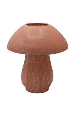 Grzybek, wazon dekoracyjny metalowy, różowy, wys.24cm