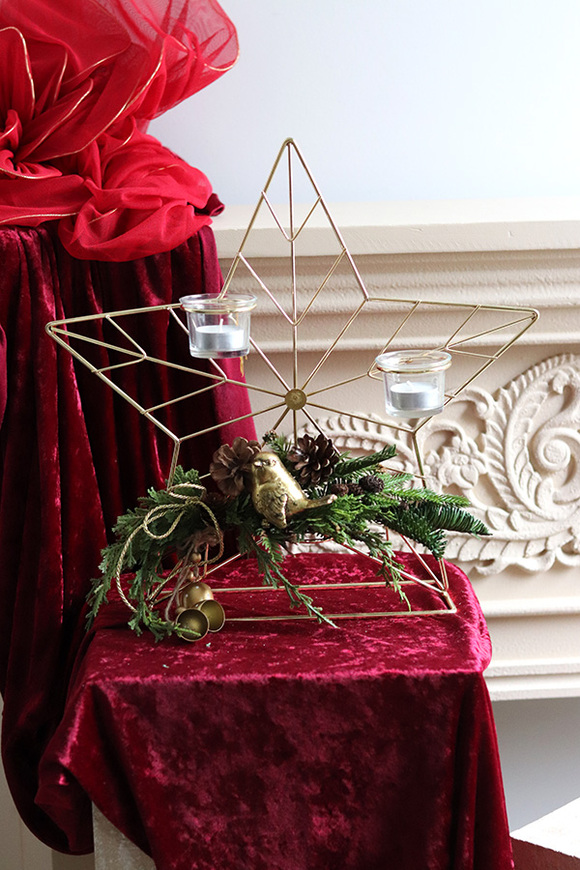 Star Golden Bird, świąteczny stroik na świeczniku	