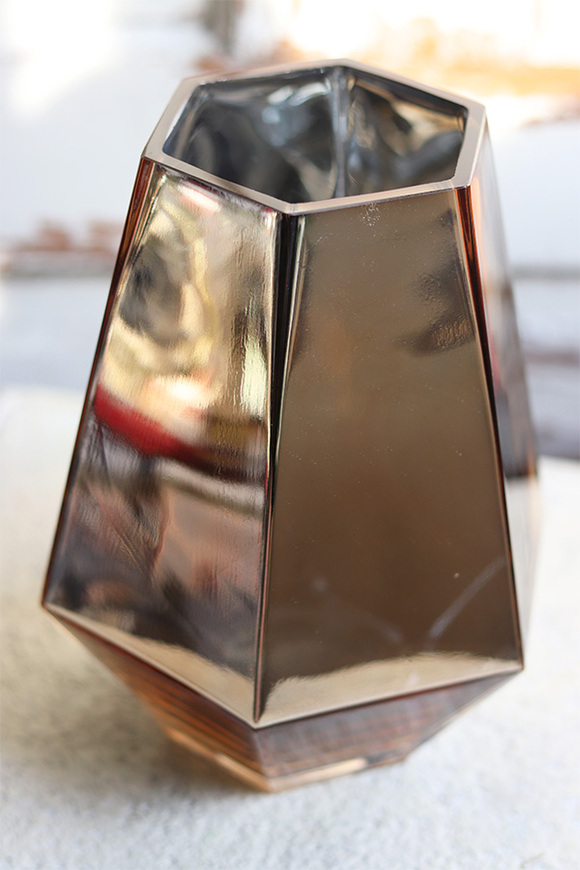 Gem, elegancki szklany wazon, złoty