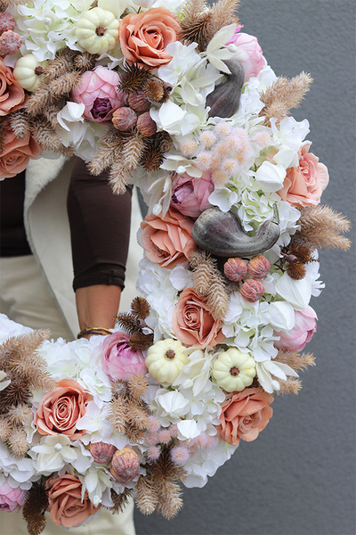 Dyniowy Sen Premium, jesienny wianek z dyniami