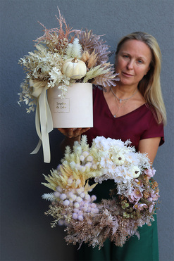 Boho York Autumn, zestaw jesiennych dekoracji, wianek & flowerbox