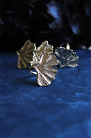 Ginko, obrączki na serwetki, miłorząb, srebrne