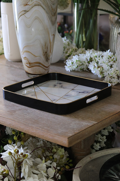OD RĘKI Marble Retro, melaminowa taca ze wzorem, wym.34x34cm 