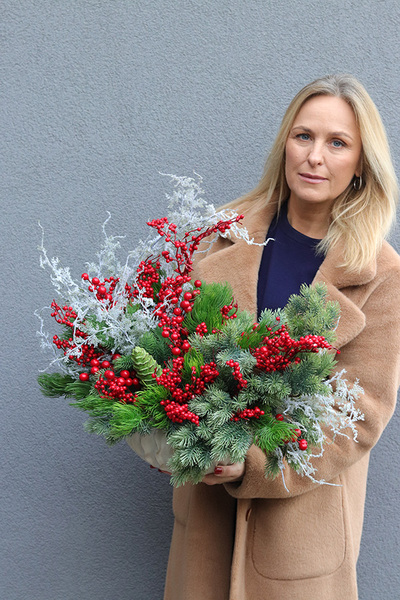 Zimowy Świat, stroik świąteczny z jagodami