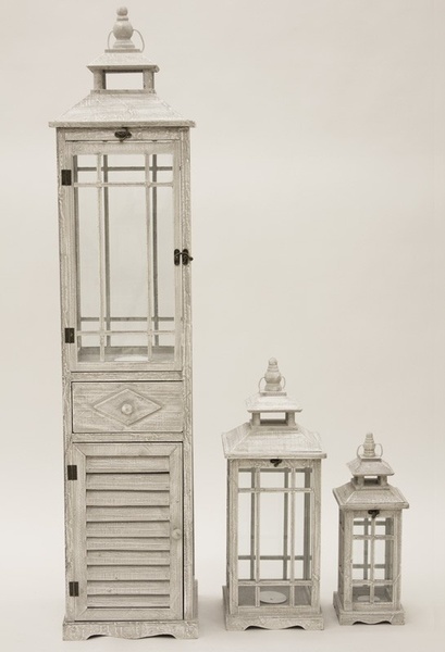 Andalouse White, drewniany lampion / latarenka, kpl.3szt