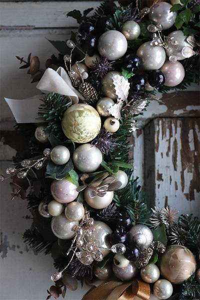 Golden Winter, świąteczny złoty wianek, śr.39cm