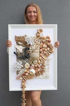 Hotels Seaside, jednostronna rama marynistyczna obraz, wym.77x57cm