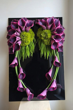 New Design Skrzydła Anioła Purple, dekoracja nagrobna na czarnej podstawie, wym.90x60cm