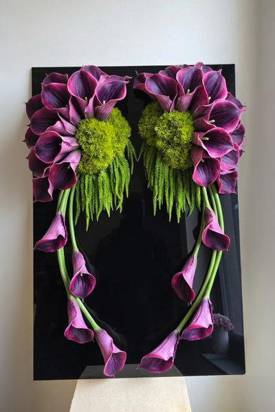 New Design Skrzydła Anioła Purple, dekoracja nagrobna na czarnej podstawie