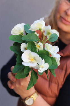 Bratki, kiść kwiatów, białe, dł.25cm