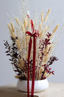 Zimowe Pole, kompozycja kwiatowa w misie z suszem