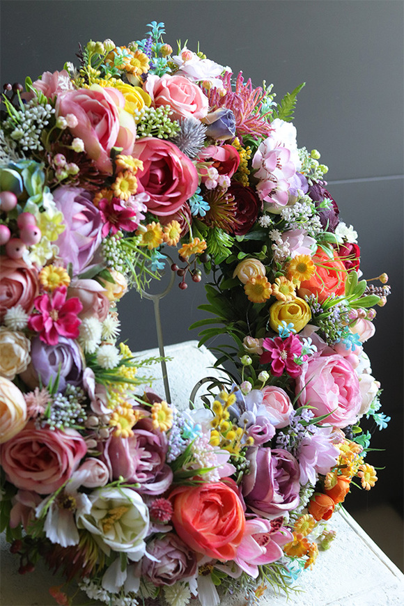 Kolorowa Łąka, kwiatowy wianek na drzwi