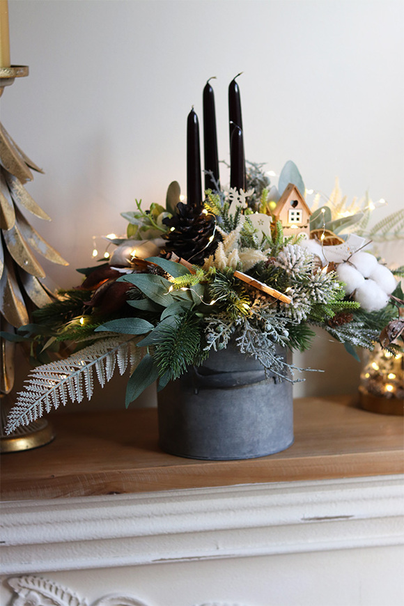 Industrial Family LED, świąteczny stroik w metalowej osłonce