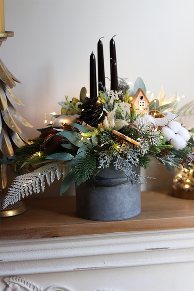 Industrial Family LED, świąteczny stroik w metalowej osłonce