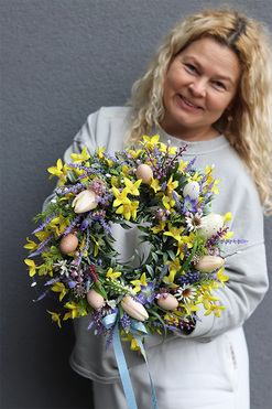 Wielkanocny Pomysł, wiosenny wianek na drzwi, śr.36cm  