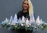 Blue Eveline, długi świąteczny stroik LED