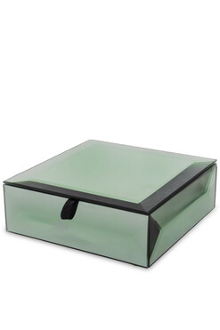 Glassico, szklane puzderko / szkatułka na biżuterię, miętowa, wym.4.5x12.5x12.5cm