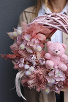 Teddy Pink Memorite, uroczy wianek z misiem