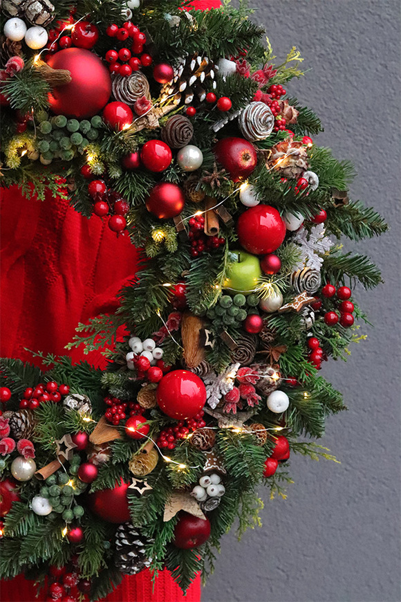 Świąteczny Kolor Big bogaty wianek świąteczny LED