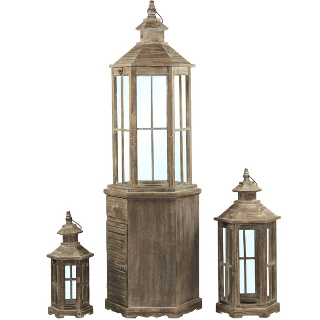 Andalouse, drewniany lampion / latarenka, kpl.3 szt 