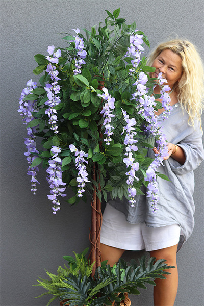 Wisteria Usagi Basket sztuczna roślina w koszu