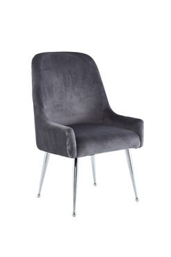 Prescott, krzesło z welurowym obiciem, szare, wym.91x56x49cm