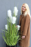 Jessica Grande Fiberglass Black, sztuczna trawa w czarnej donicy