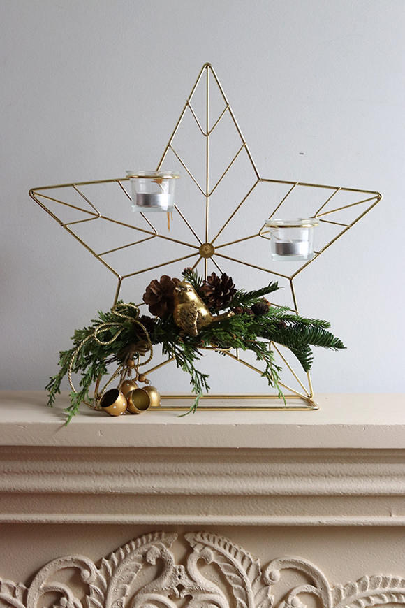 Star Golden Bird, świąteczny stroik na świeczniku