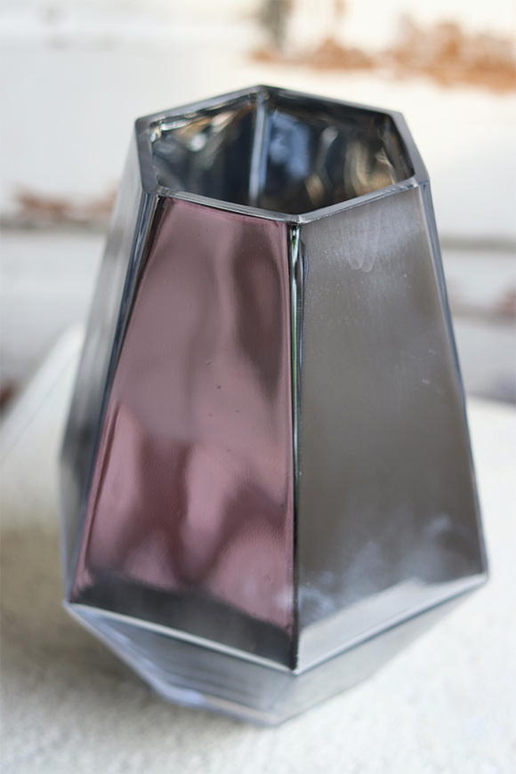 Gem, elegancki szklany wazon, srebrny