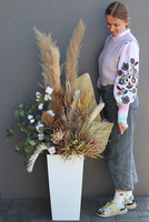 Boho Grande Universita, wysoka kompozycja z suszonymi trawami