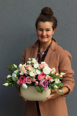 Teofilia Pink, elegancka kompozycja kwiatowa, wys.36cm 