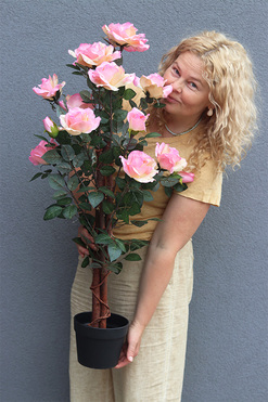 OD RĘKI Róża, sztuczna roślina w osłonce, różowy, wys.95x40x40cm 