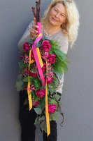 Rosalinda Roses Set, bukiet nagrobny do położenia, amarantowy