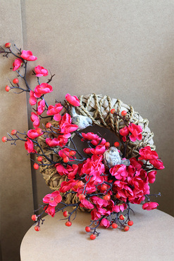 Wiśnia Magenta Mini, wiosenny wianek, rozp.50cm