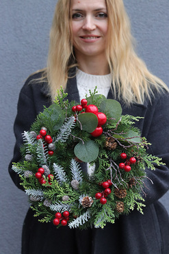 Santa Claus B, ponadczasowy świąteczny wianek, śr.28cm