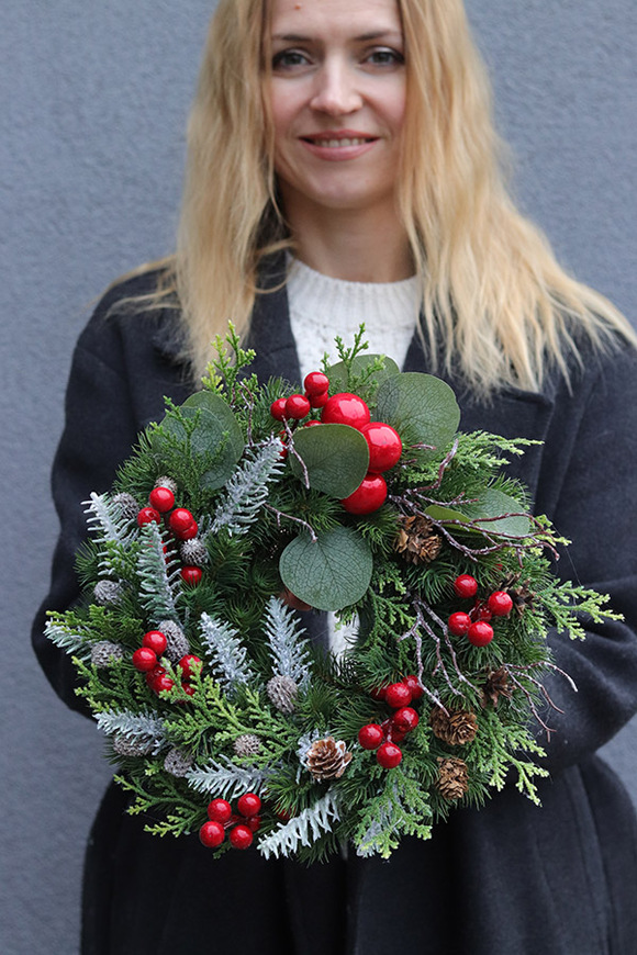 Santa Claus B, ponadczasowy świąteczny wianek, śr.28cm